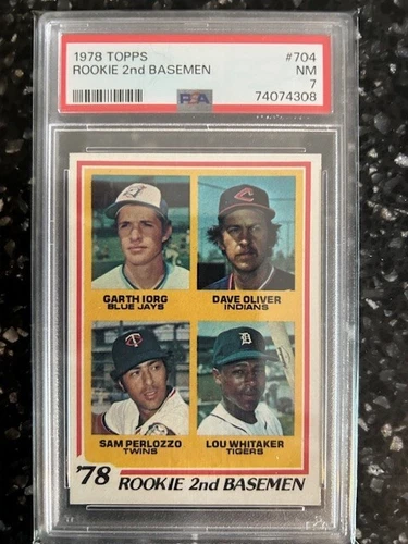 1978 Topps #704 Lou Whitaker RC Rookie 2nd Basemen Baseball Card PSA 7 NM