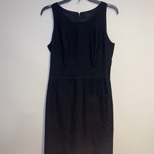 J Crew Wool Sheath Dress Super 120's Round Neck Sleeveless Lined Zip Black 4 EUC