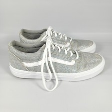 VANS Old Skool Silver w/Glitter Sparkles, US Missy Size 6, UK Size 5, EU Size 38