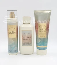 Bath & Body Works Vanilla Romance Body Mist Shower Gel & Body Cream Set of 3