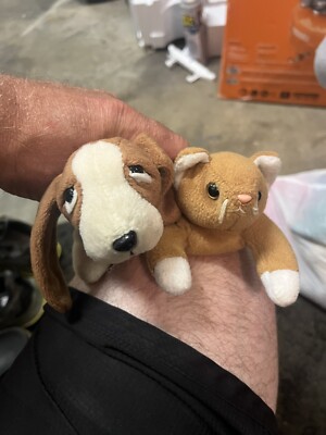 TRACKER the Dog & Nip The Cat Ty Beanie Babies Retired Rare