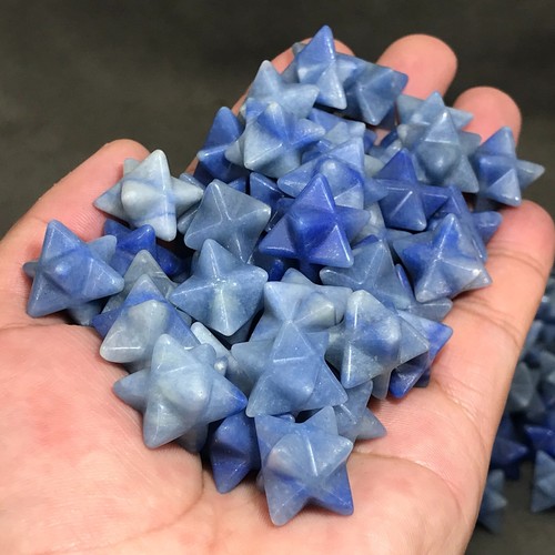 5 Stück Natürlicher Blauer Aventurin Mini Merkaba Stern Quarz Kristall Schädel Reiki Heilung - Bild 3 von 8