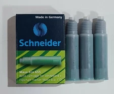 6 SCHNEIDER Maxx Eco 655 Green Refill Cartridges for Maxx Eco 110 Markers 165504