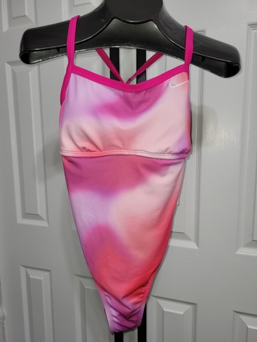 Nike Swim Women's Spectrum Racerback One-piece Swim Suit Pink Prime NESSC398 - Picture 2 of 11