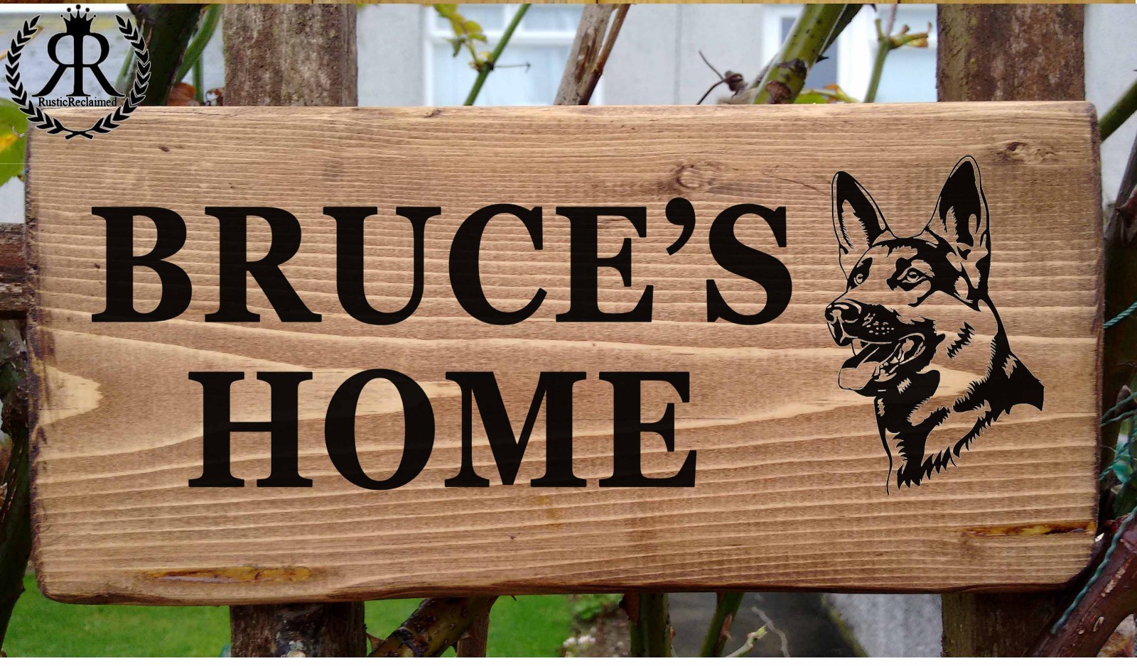 Customisable German Shepherd Alsatian House Name Plate - Home Plaque LG