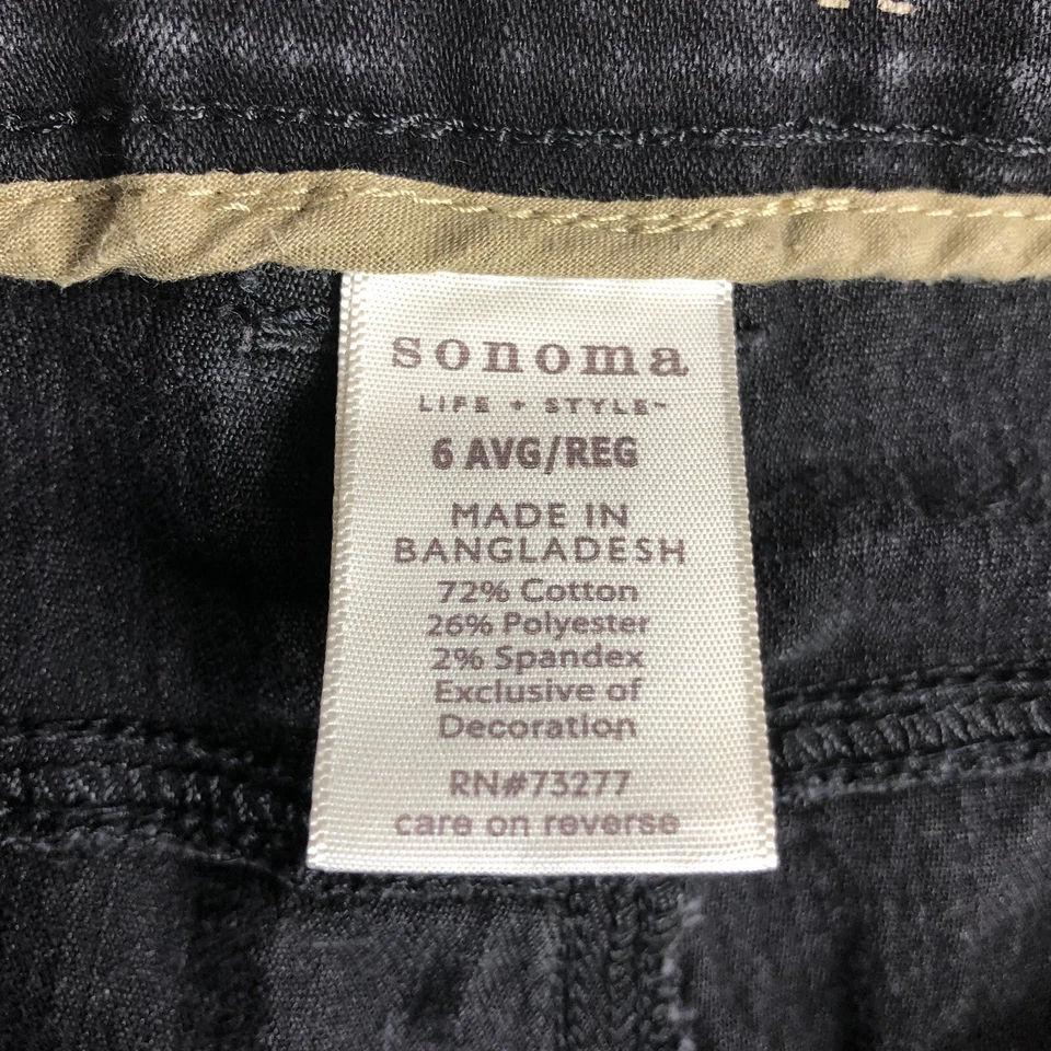 Pantalones de mezclilla Sonoma para mujer 6 negros originales de pierna recta elásticos tiro medio preppy Foto 3 de 4