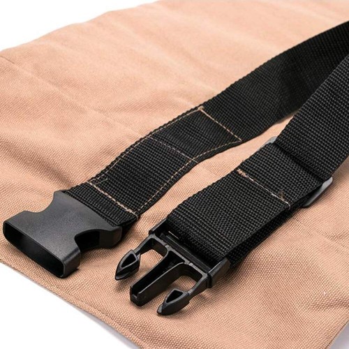 Khaki Tool Roll Up Canvas Roll Up Bag Tools Bag Pouch Working - Picture 5 of 7