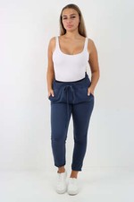 Womens Italian Magic Jogger Pant Ladies Casual Stretch Plain Drawstring Trousers