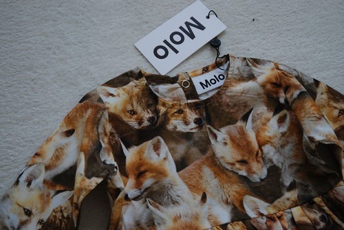 MOLO Baby Girl FANTASTIC Digital Print FOX CUBS CELIA DRESS 100% Cotton 12, 9m - Afbeelding 11 van 14