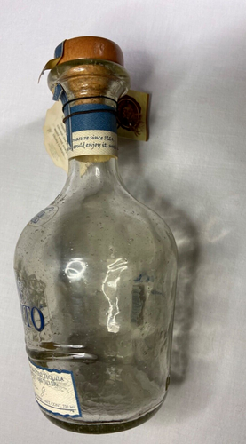 Don Roberto Plata Tequila Bottle Rounded Bubble Glass EMPTY Retro Blue Label - Photo 13/15