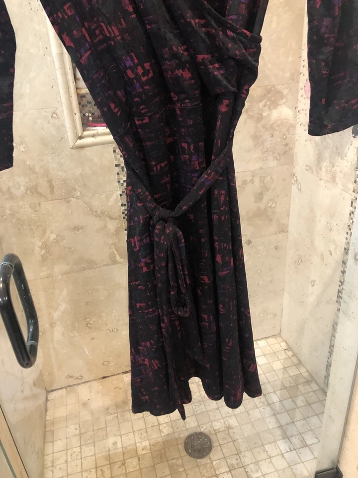 Leota  Dress Moc Wrap  L Holiday Career Black Red Fit Flare High Modern - Изображение 3 из 4