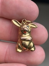 9Ct Gold Enamel Thumper ( Rabbit From Bambi) Large Charm/ Pendant,Vintage 2.3G