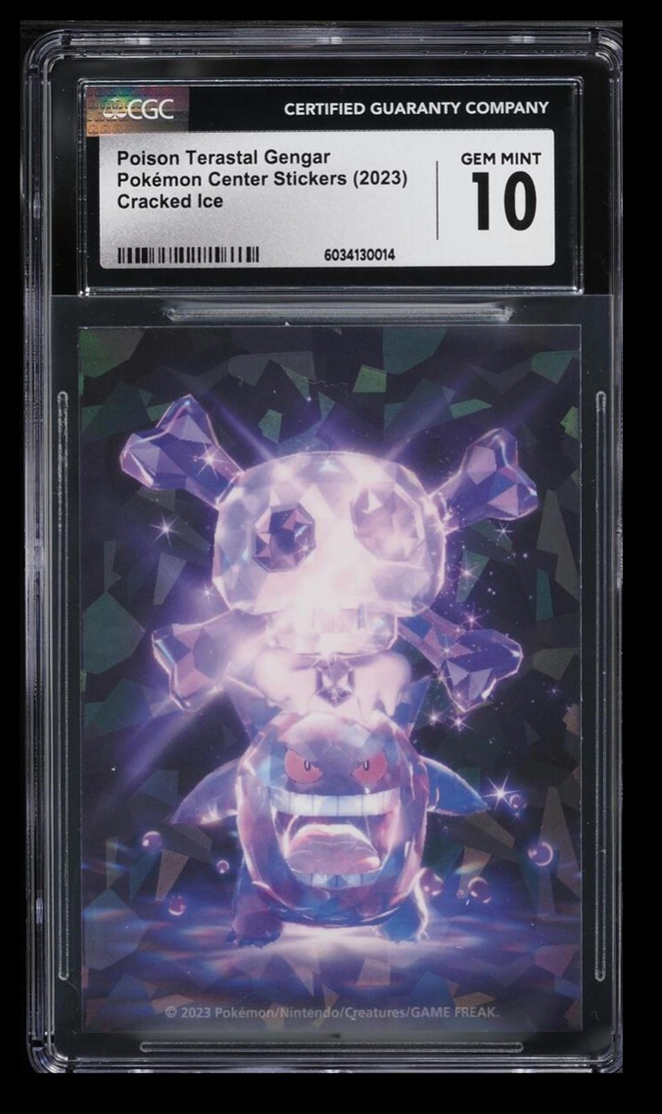 2023 Pokemon Center Poison Terastal Gengar CGC 10 Cracked Ice Stickers