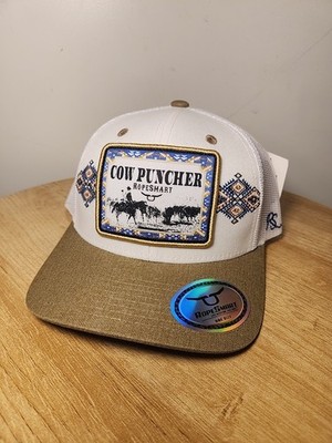 New Rope Smart Cow Puncher SnapBack Hat Mens White Patch Cowboy Cap
