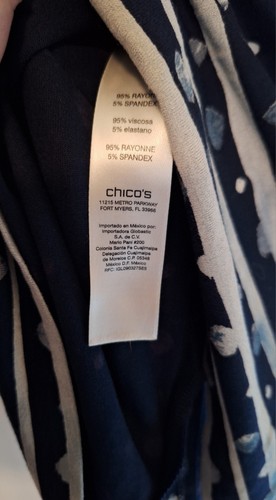 Chicos 3/4 Sleeve Tunic Blue Blouse Size 2 LG 12 - Bild 5 von 5