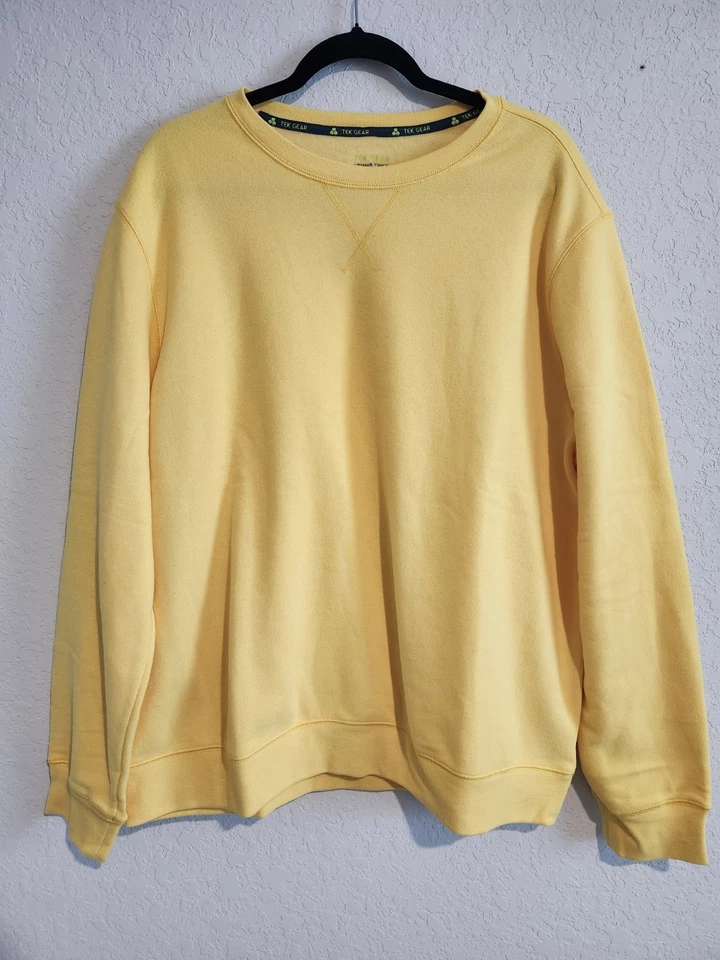 Sudadera Tek Gear Ultrasoft Polar Cuello Redondo Amarilla Para Hombre XL Pullover Informal Foto 3 de 4
