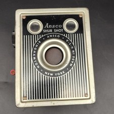Vintage Ansco Shur Shot Box Camera w Flash Attachment Made in USA