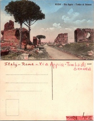 Italy Rome Via Appia Tomba di Seneca Postcard Vintage Unposted Handwritten Back