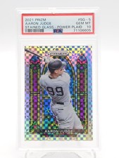 AARON JUDGE 2021 PRIZM STAINED GLASS POWER PLAID /75 #SG-5 PSA 10 Q3562