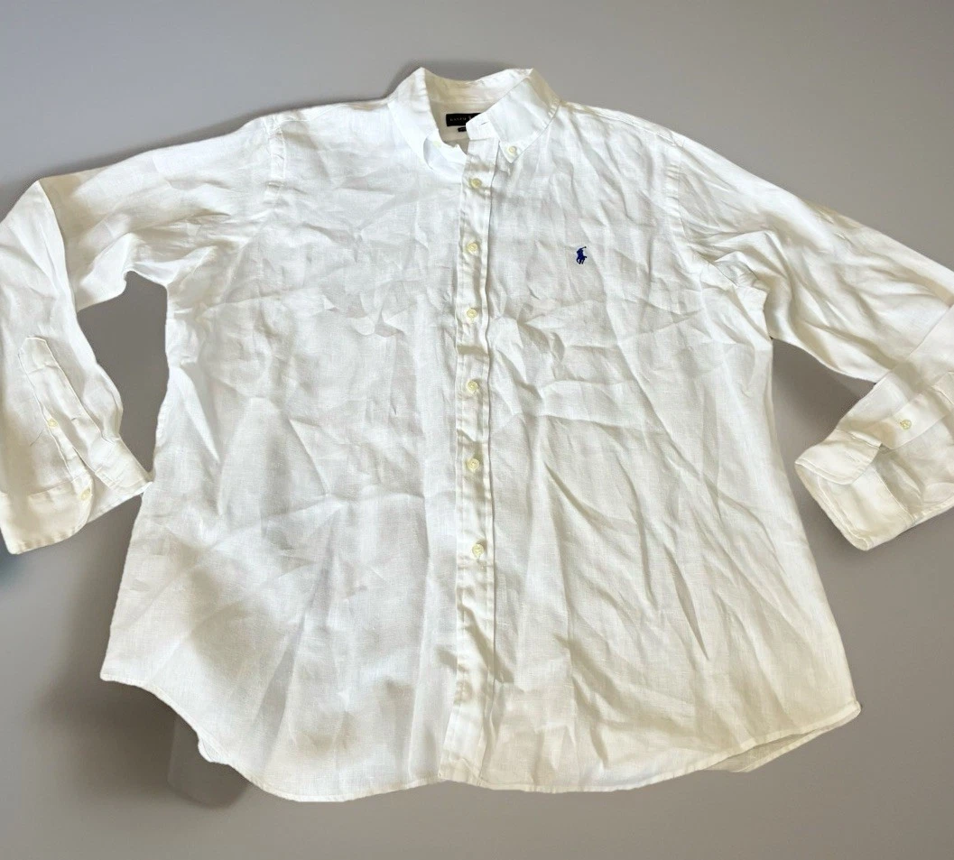 Ralph Lauren Ocean Wash Linen Button Down Sz XL White Preppy Boating Summer
Opens in a new window or