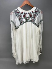 Zara Trafaluc Collection Womens Embroidered Floral White Sheer Dress Size M