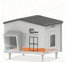 Large Indestructible Heated Cat House for Outside Winter, Weatherproof  Elev...