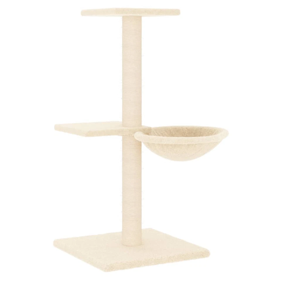 vidaXL Cat Tree 72cm – Cream Cat Tower with Sisal Scratching Posts  - Image 2 of 4