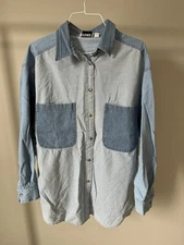 Vintage Gitano Denim Shirt Blue Button Down Retro Long Sleeve Pockets 18W