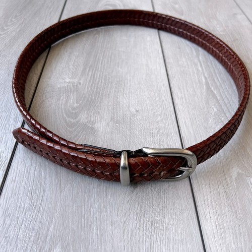 Cinturón Coach Trenzado Cuero Marrón Talla 36 Hebilla Plateada - Imagen 5 de 9
