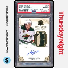 2020 UPPER DECK THE CUP #157 KIRILL KAPRIZOV GOLD ROOKIE PATCH AUTO RC /12 PSA 8