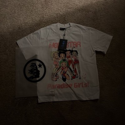 Hellstar Graphic Tee Betty Boop White Men s SizeL M Short Sleeve Crew Neck