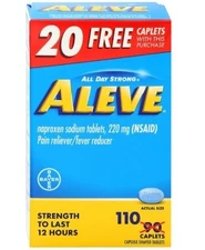 Aleve Naproxen Sodium Tablets 220 Mg, Pain Reliever/Fever Reducer 110 Ct