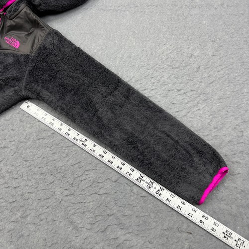 North Face Oso Hoodie Girls XL 18 Black Deep Pile Fleece Full Zip Jacket Fuchsia - Picture 11 of 15
