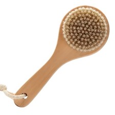 Natural Boar Bristle Body Brush Lotus Wood Bath Brush for Dry Brushing