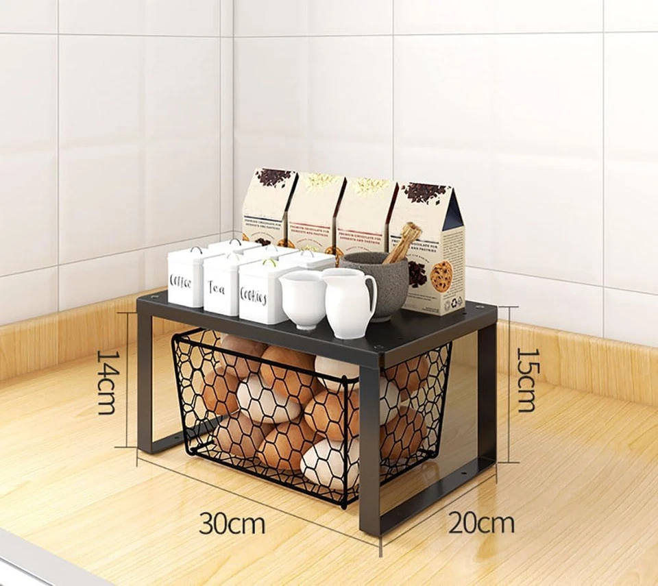 Scaffale Da Appoggio Impilabile in Metallo Compartimenti per Mobili Portaspezie, - Immagine 3 di 4