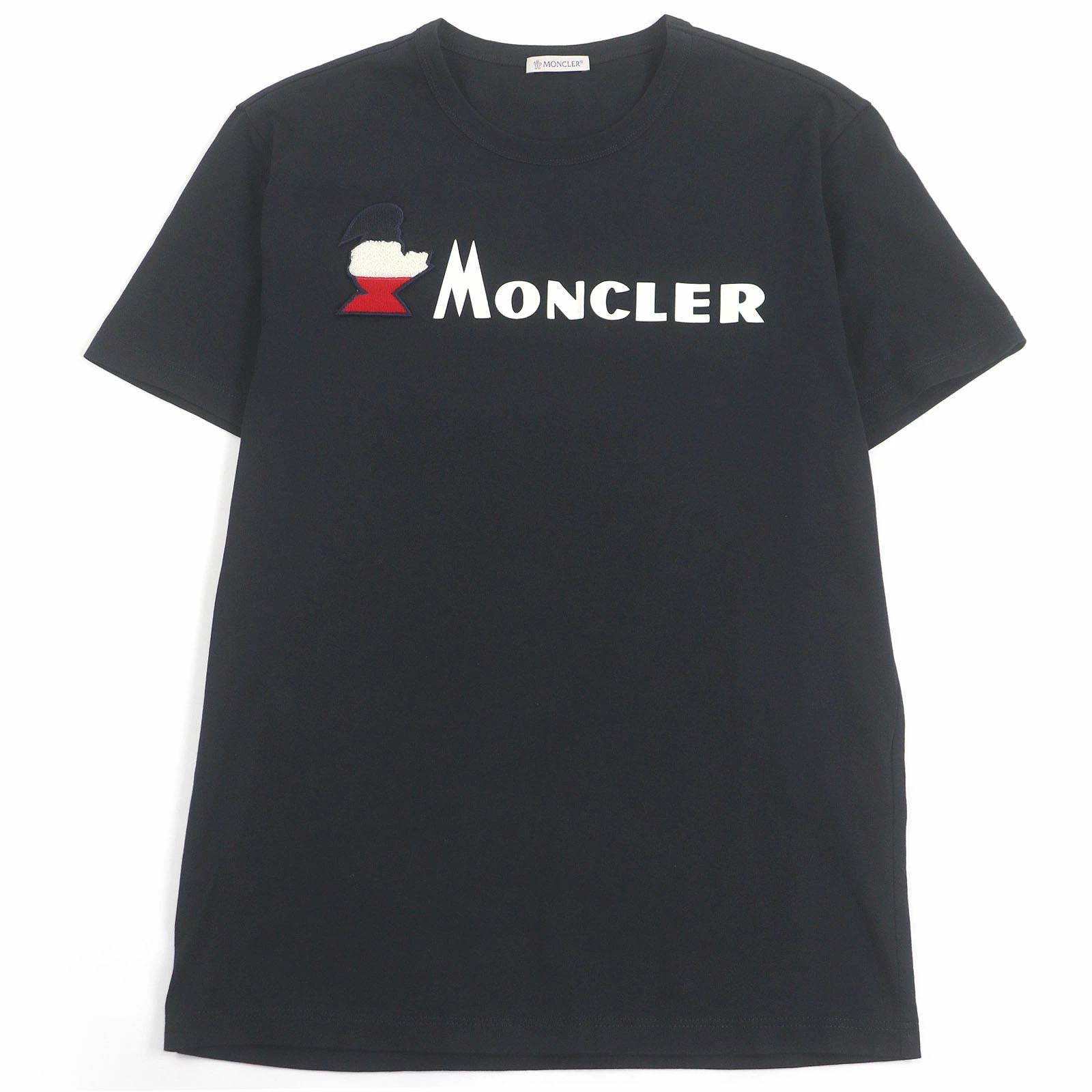MONCLER E10918041850 Men's T-Shirt Maglia Cotton Short Sleeve Black L