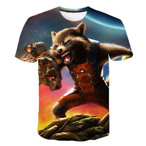 Boys Girl T-shirt Guardians of the Galaxy Kids Raccoony Tee Casual Short Sleeve - Picture 6 of 6