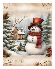Charming Snowman Winter Scene Wall Art Poster for Home Decor