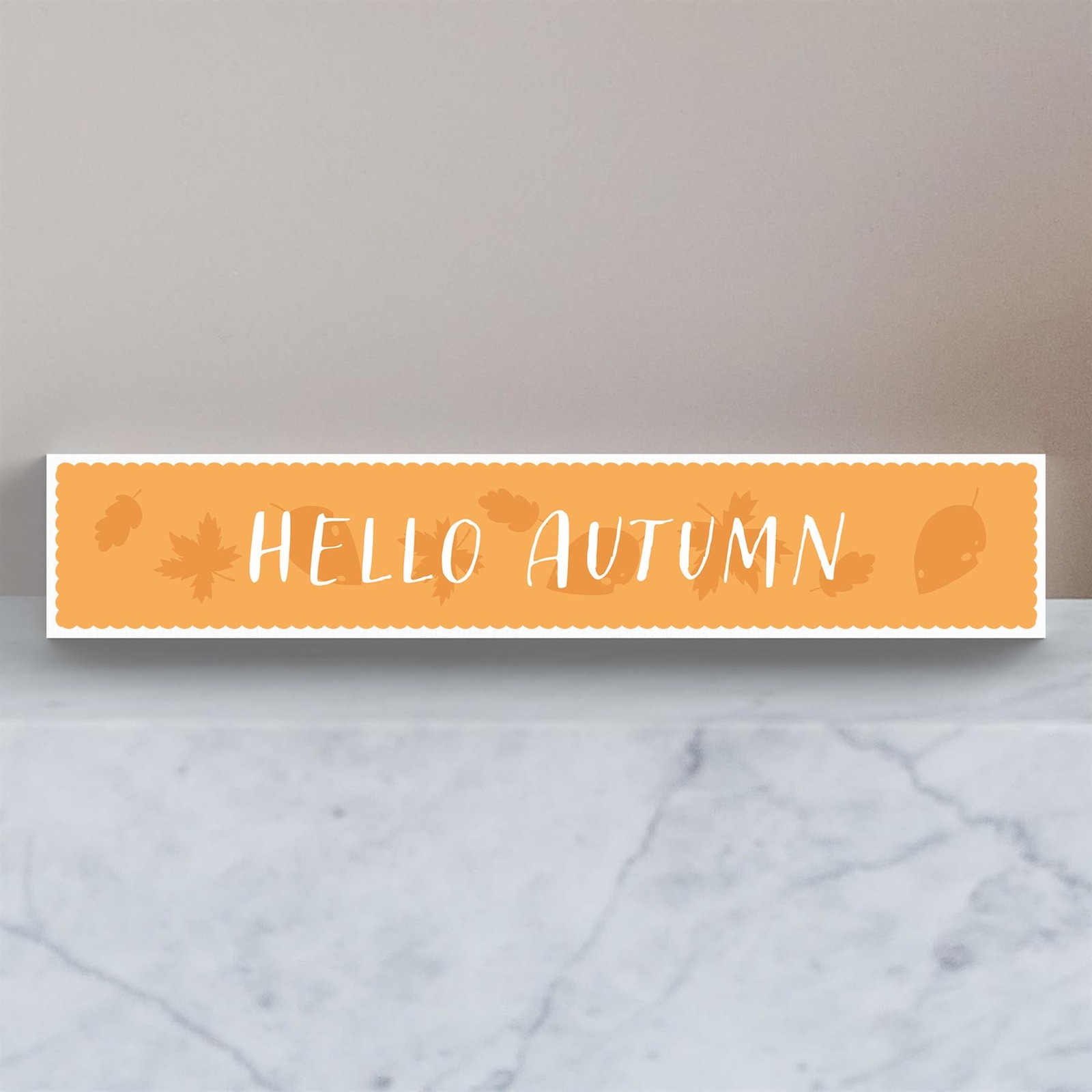 Hello Autumn Pumpkin Illustrations On Wooden Momento Block