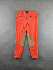 Vtg Ralph Lauren Equestrian Pants Womens 4 26X26 Orange Tan Leather Preppy 90s