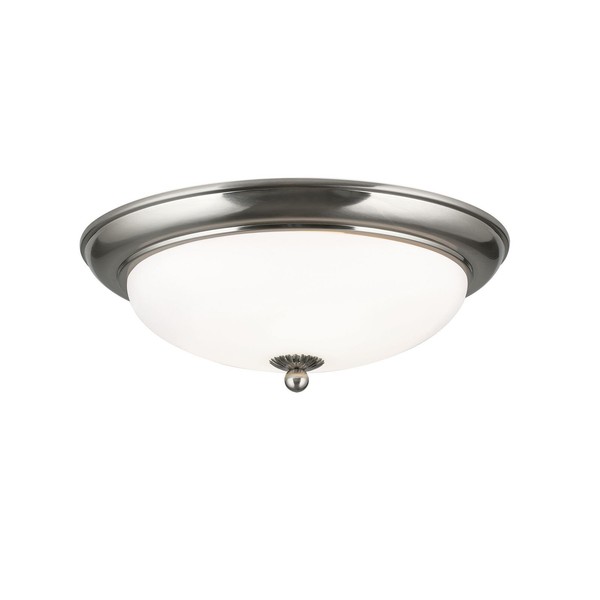 Deckenleuchte Metall Glas Ø 35,5 Cm Rund Nickel Matt Weiß E27 2-Flammig-image