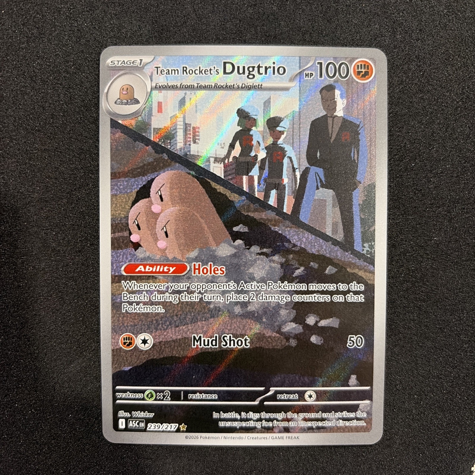 Team Rocket's Dugtrio 239/217 Me: Ascended Heroes Holo Illustration Rare