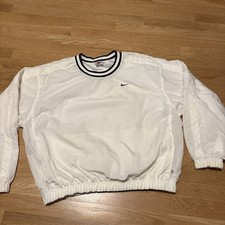 Nike Vintage 90s White Lined Pullover Windbreaker Womes Size Large 12-14 Vtg