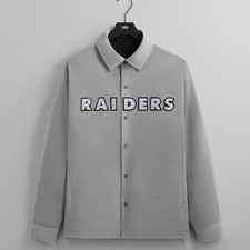 Kith 47 NFL Las Vegas Raiders Reversible Ginza Silver Black Size Large Button Up
