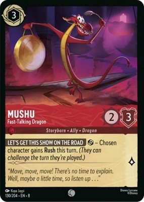 x4 Mushu - Fast-Talking Dragon - 130/204 - Common Lorcana DLC08 Reign of Jafar M
