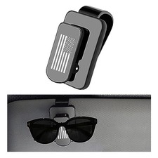 Sunglass Holder for Car Visor, Metal US Flag Eyeglasses Black Grey, Flag
