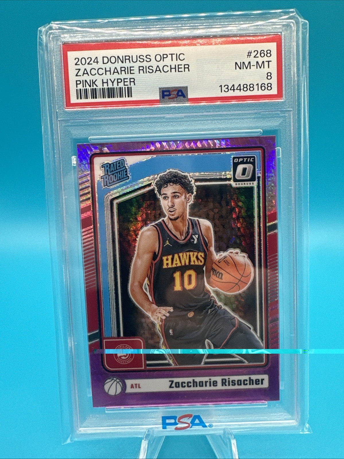 2024 PANINI DONRUSS OPTIC PINK HYPER #268 ZACCHARIE RISACHER ROOKIE RC PSA 8