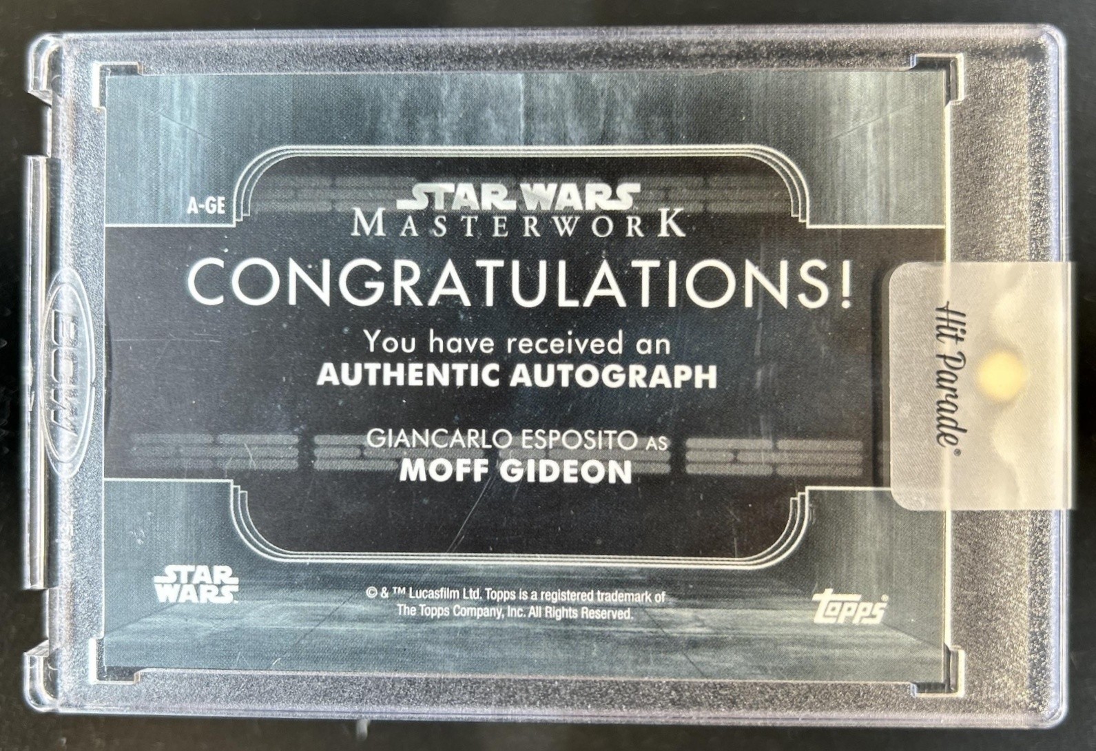 2025 Star Wars Masterwork Giancarlo Esposito as Moff Gideon On Card Auto #A-GE view 2