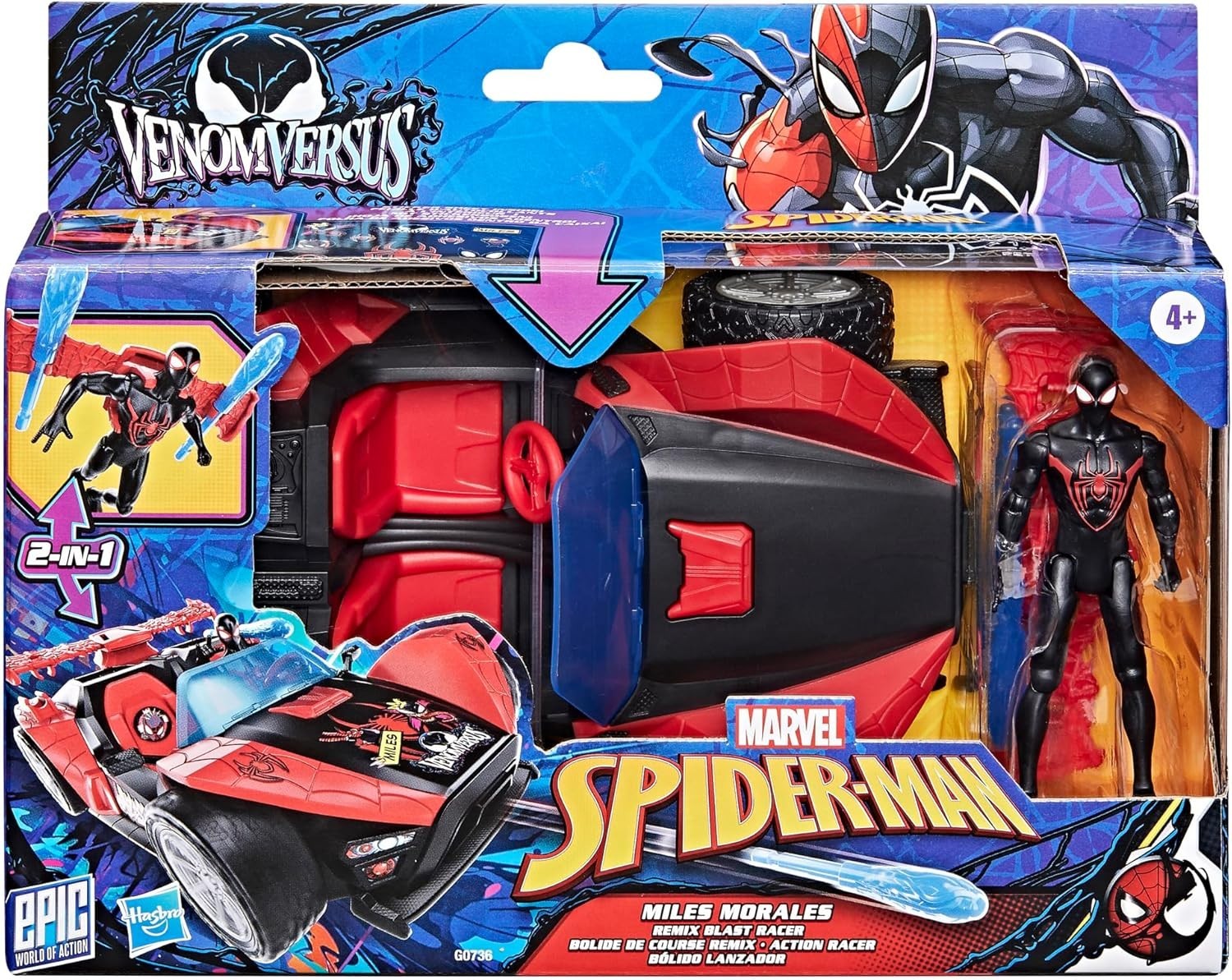 Spiderman Bolide et figurine Morales en plastique robuste contre l'ennui des petits héros