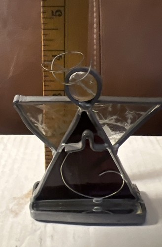 "Vitral Angel Praying Suncatcher 4"" de alto independiente usado púrpura" - Imagen 6 de 7